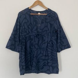 J. Crew Floral Swim Cover Up Navy Blue Size Medium